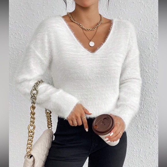 Burgundy V-Neck Soft Knit Sweater - Picture 3 of 16